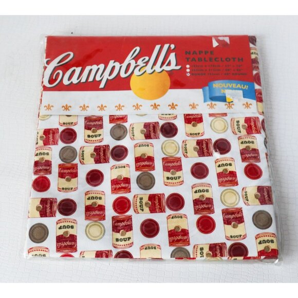 Campbell's Soup Vinyl Tablecloth Round 60" Andy Warhol Style, - Picture 2 of 5